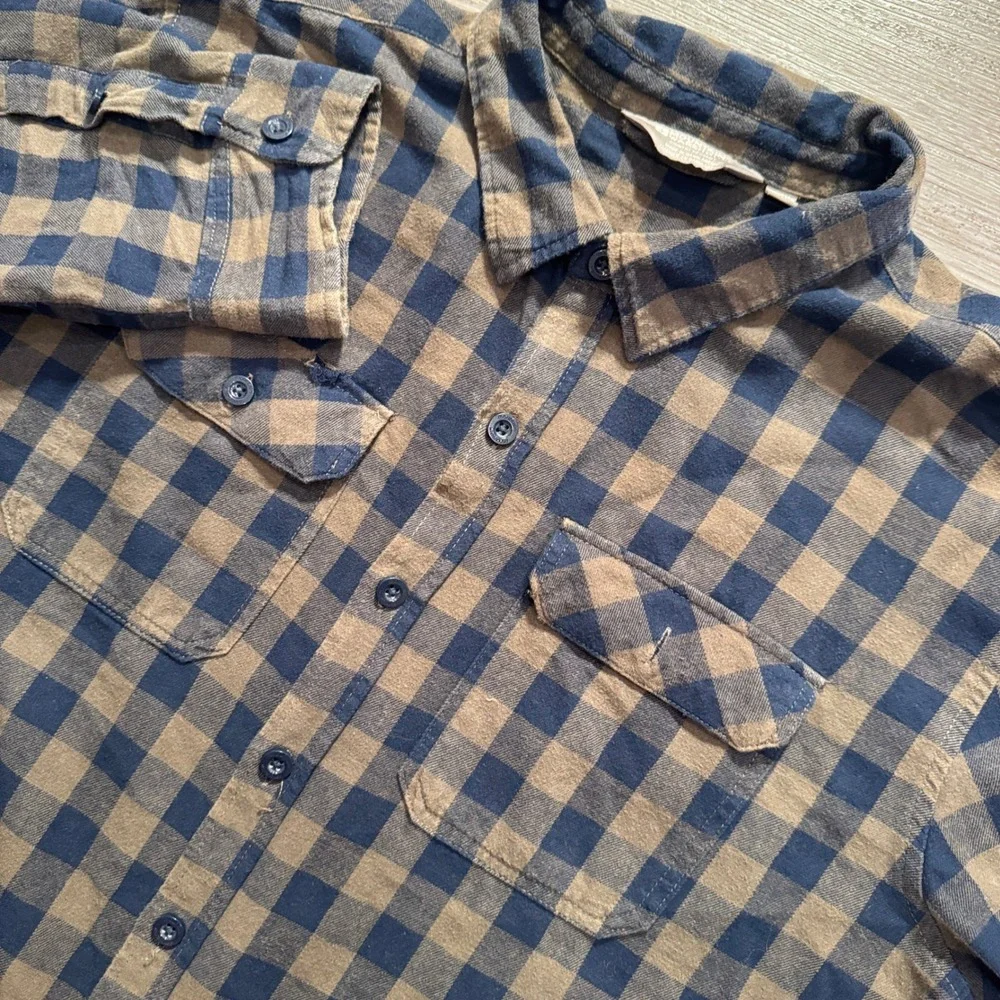 Mountain Warehouse Flannel Shirt Mens 3XL Blue Plaid Cotton Outdoor Rugged Camp